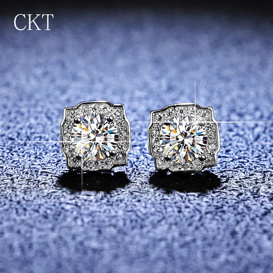 "Dazzling Brilliance Platinum Moissanite Diamond Stud Earrings"
